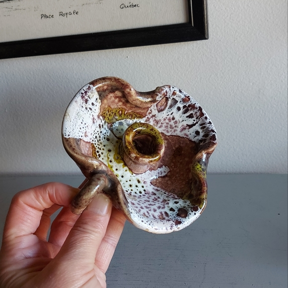 Pottery handle candle holderIn shades of brown, green and white. - Picture 8 of 10